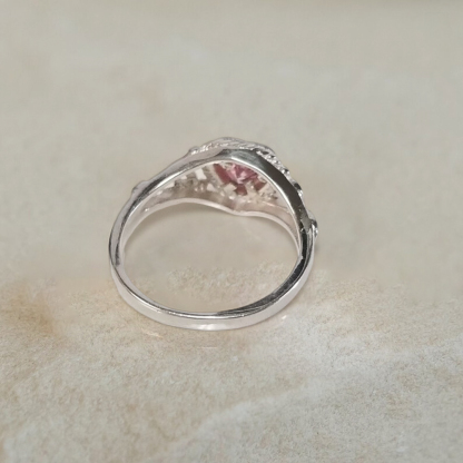 Heart Shaped Pink Stone Ring Custom Engraved Promise Ring