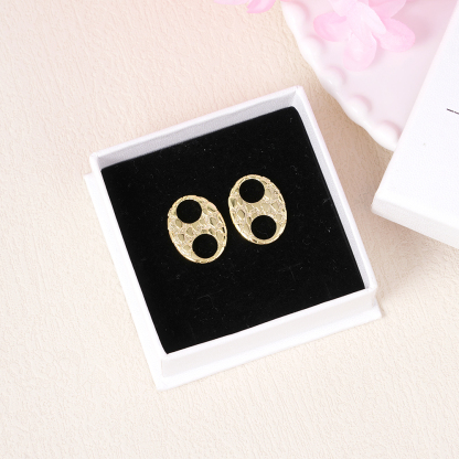 Nugget Puffed Mariner Stud Earrings Gold Plated Earrings