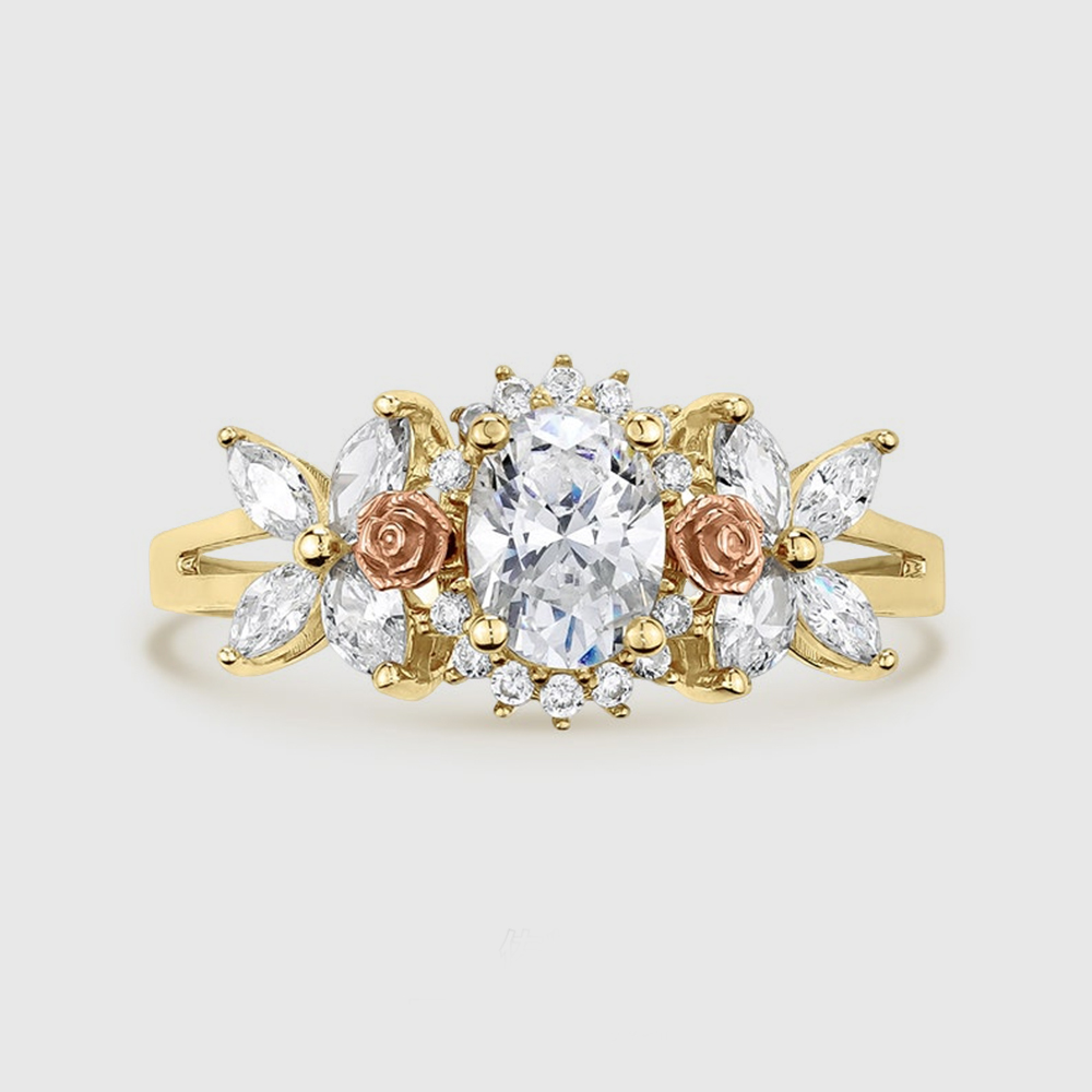 Gold Plated Oval Birthstone Ring Months Ring