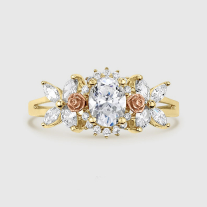 Gold Plated Oval Birthstone Ring Months Ring
