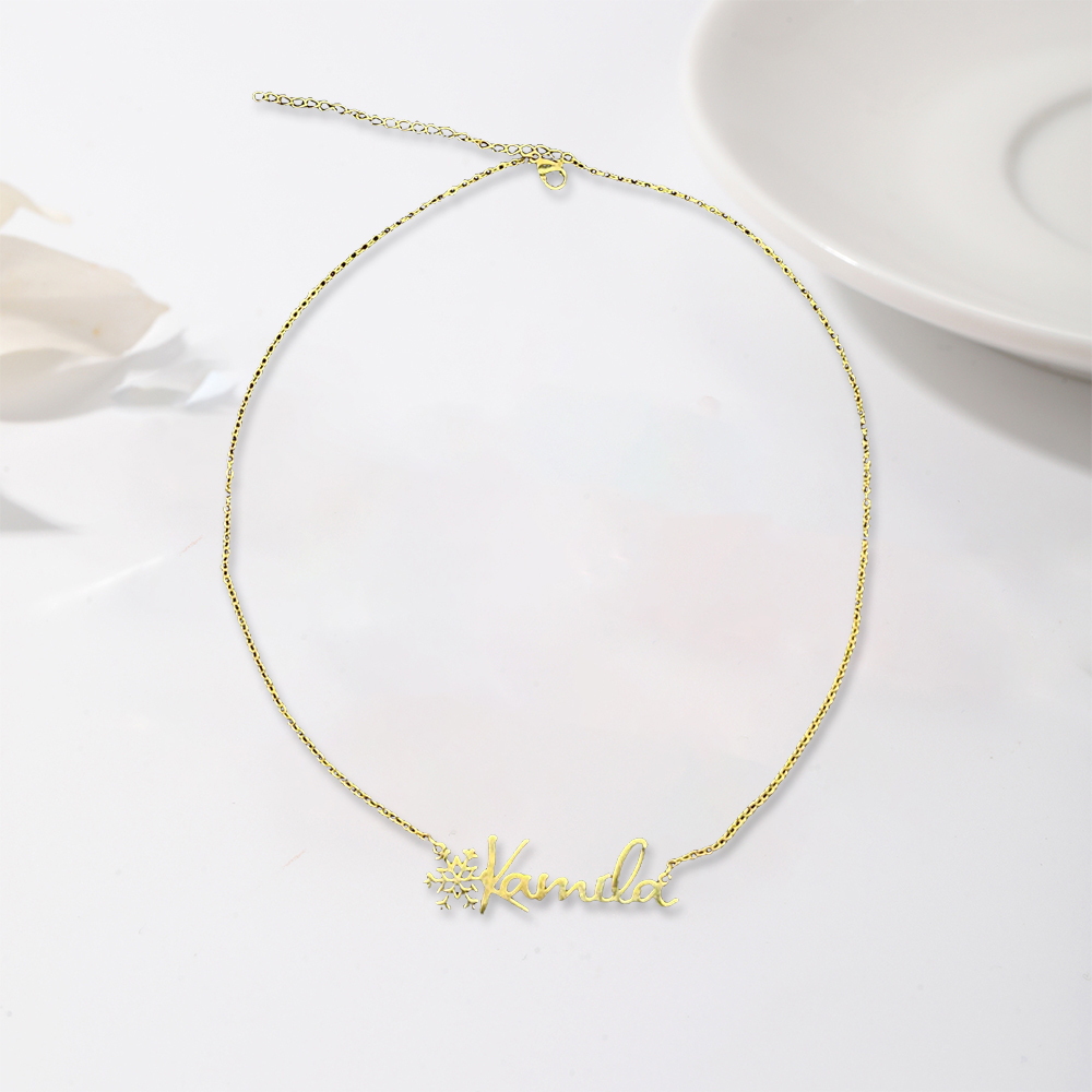 Custom Snowflake Name Necklace Christmas Necklace