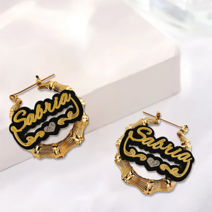 Acrylic Colorful Nameplate Personalized Name Necklace Custom Name Bamboo Earrings