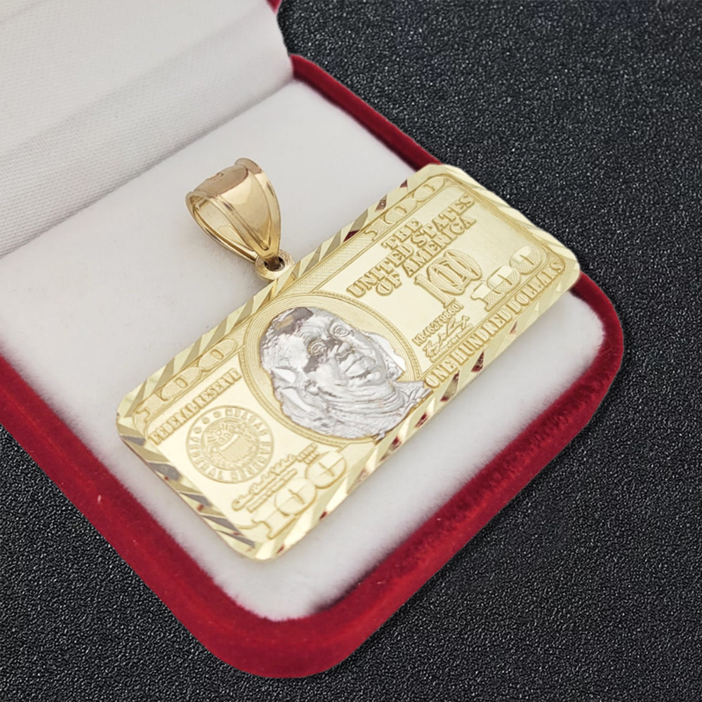 Hundred Dollar Bill Tag Pendant Necklace