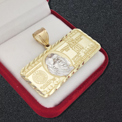 Hundred Dollar Bill Tag Pendant Necklace