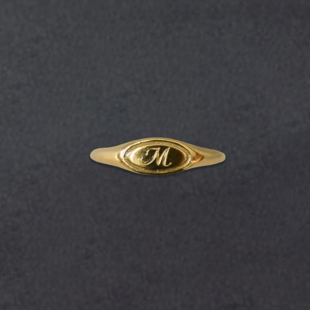 Custom Gold Plated Letter Initial Ring