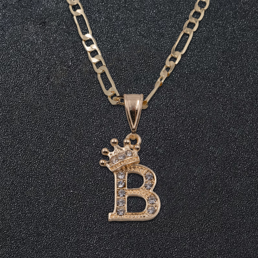 Personalized Initial Letter Pendant Necklace With Diamonds