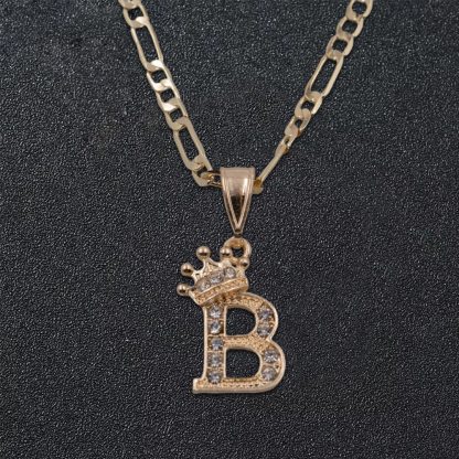 Personalized Initial Letter Pendant Necklace With Diamonds