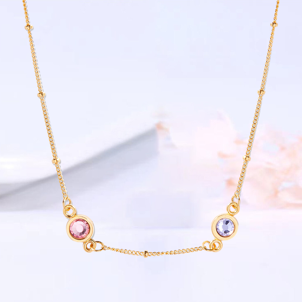 Custom 2-4 Crystal Birthstone Pendant Necklace