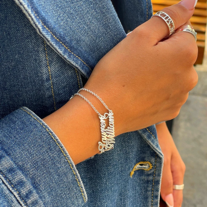 Double Layer Two Names with Heart Personalized Bracelet