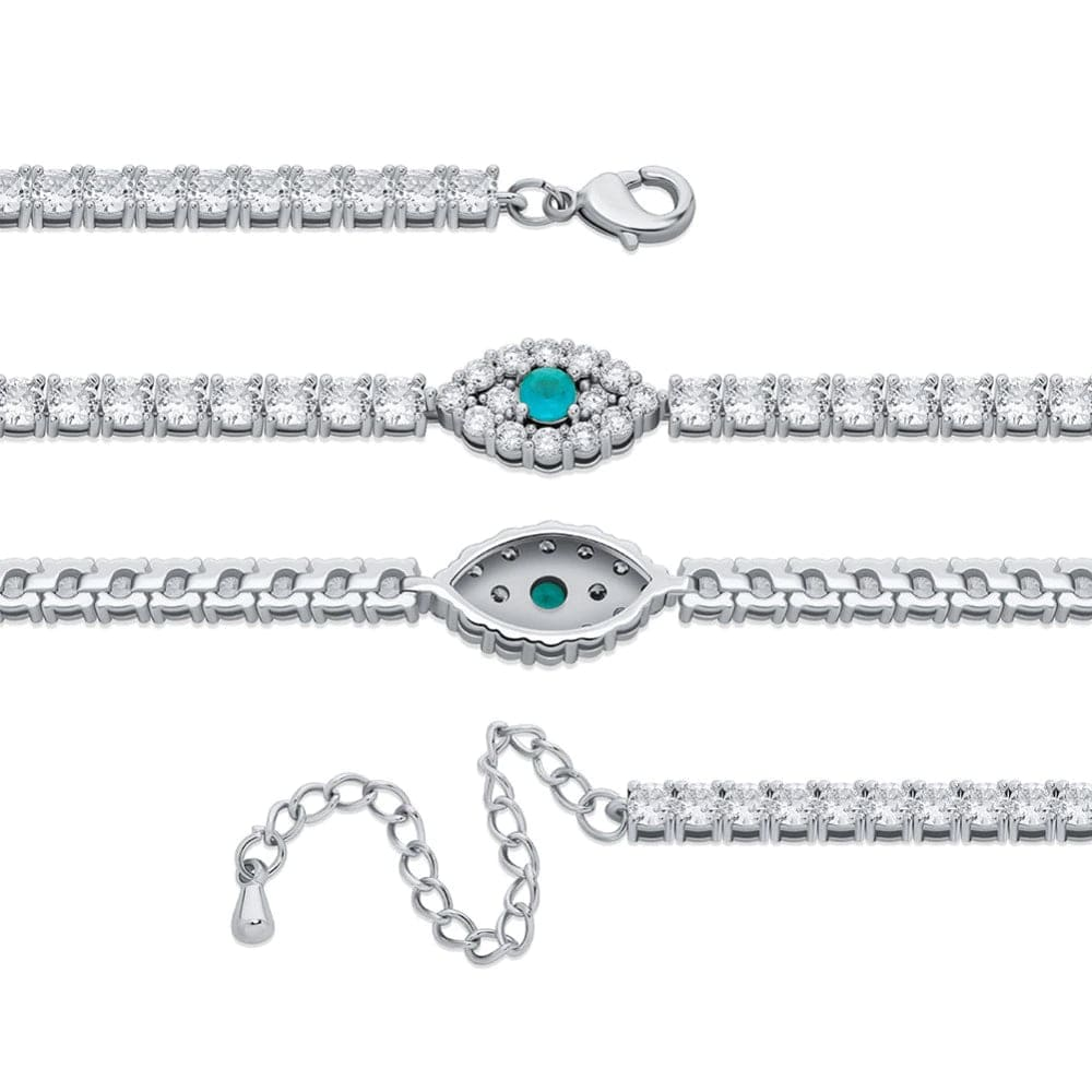 Iced Out Tennis Chain Evil Eye Anklet