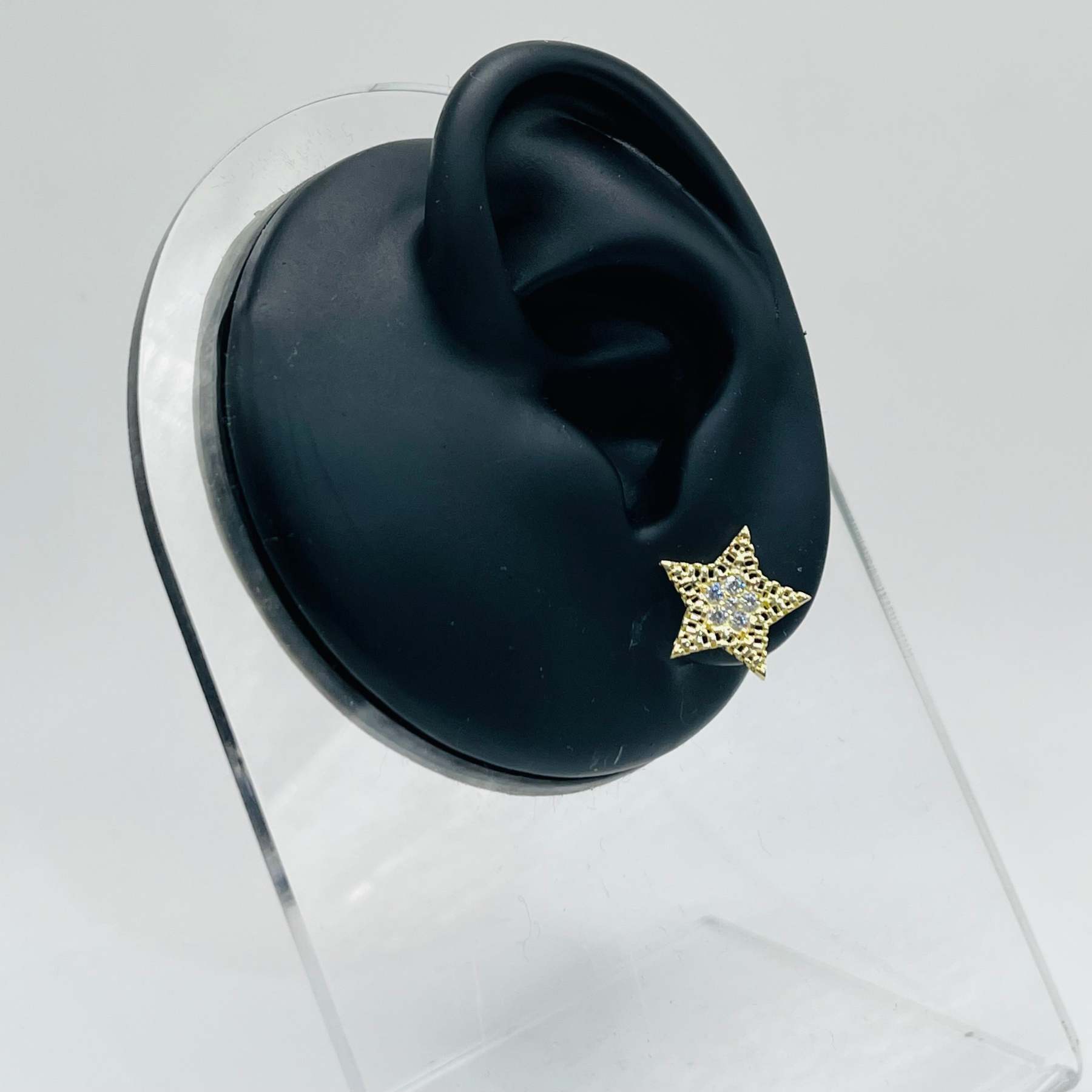 Gold Plated CZ Star with RX Border Earrings