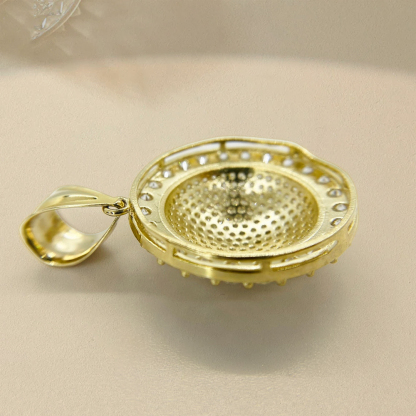 Circle Crystal Pendant Gold Plated Necklace