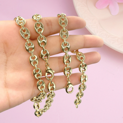 Mariner Anchor Link Chain Gold Plated Necklace Bracelet