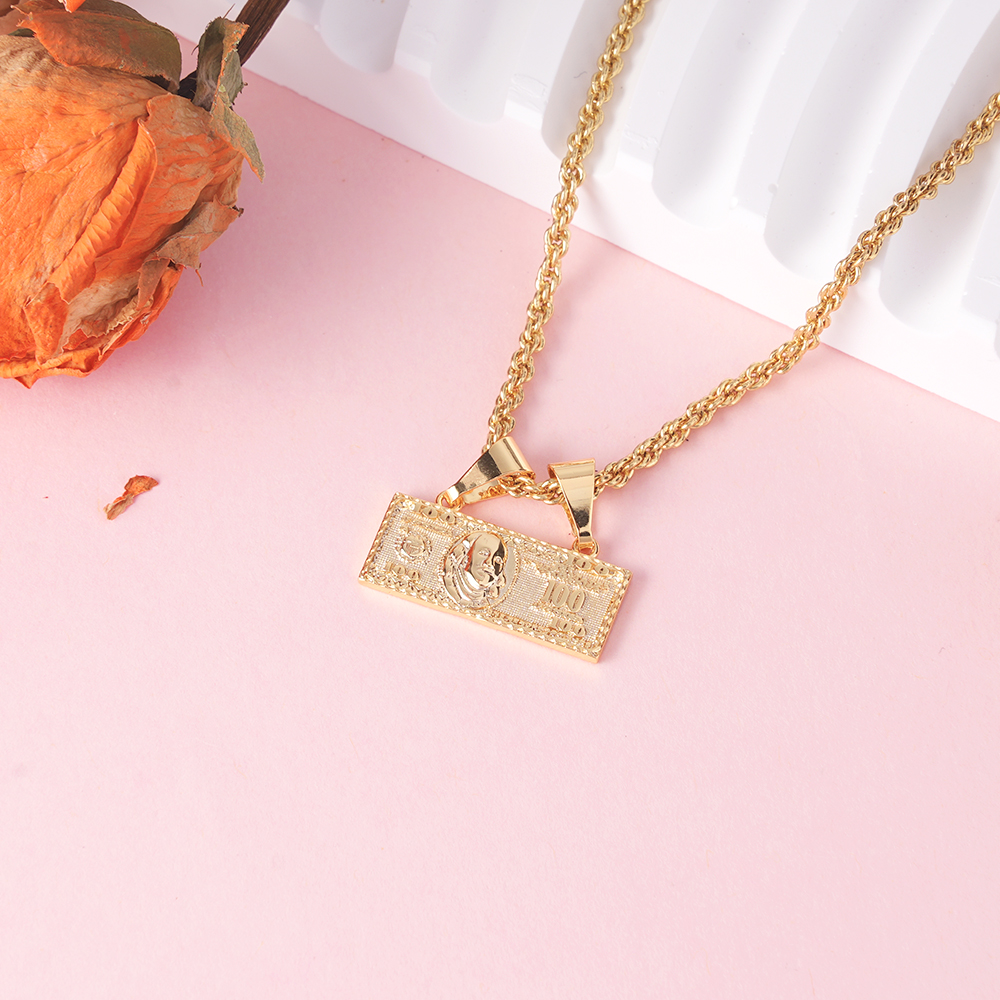 Hundred Dollar Bill Money Pendant Necklace
