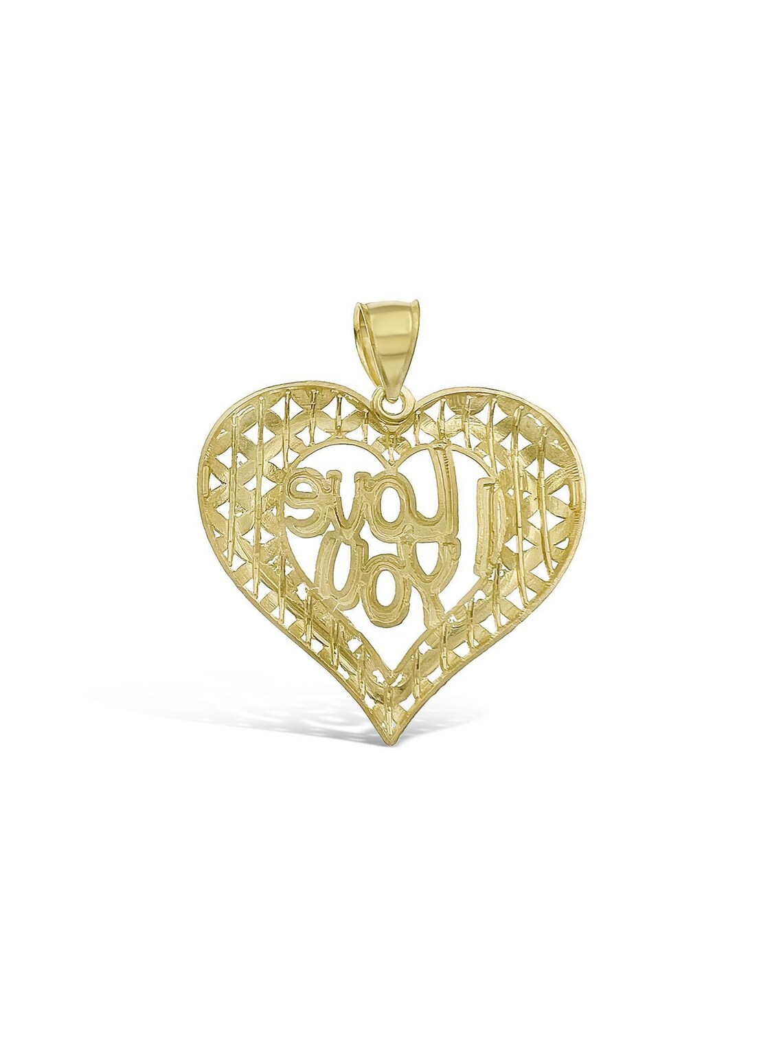 Gold Plated Heart Shape "I Love You" Pendant Necklace