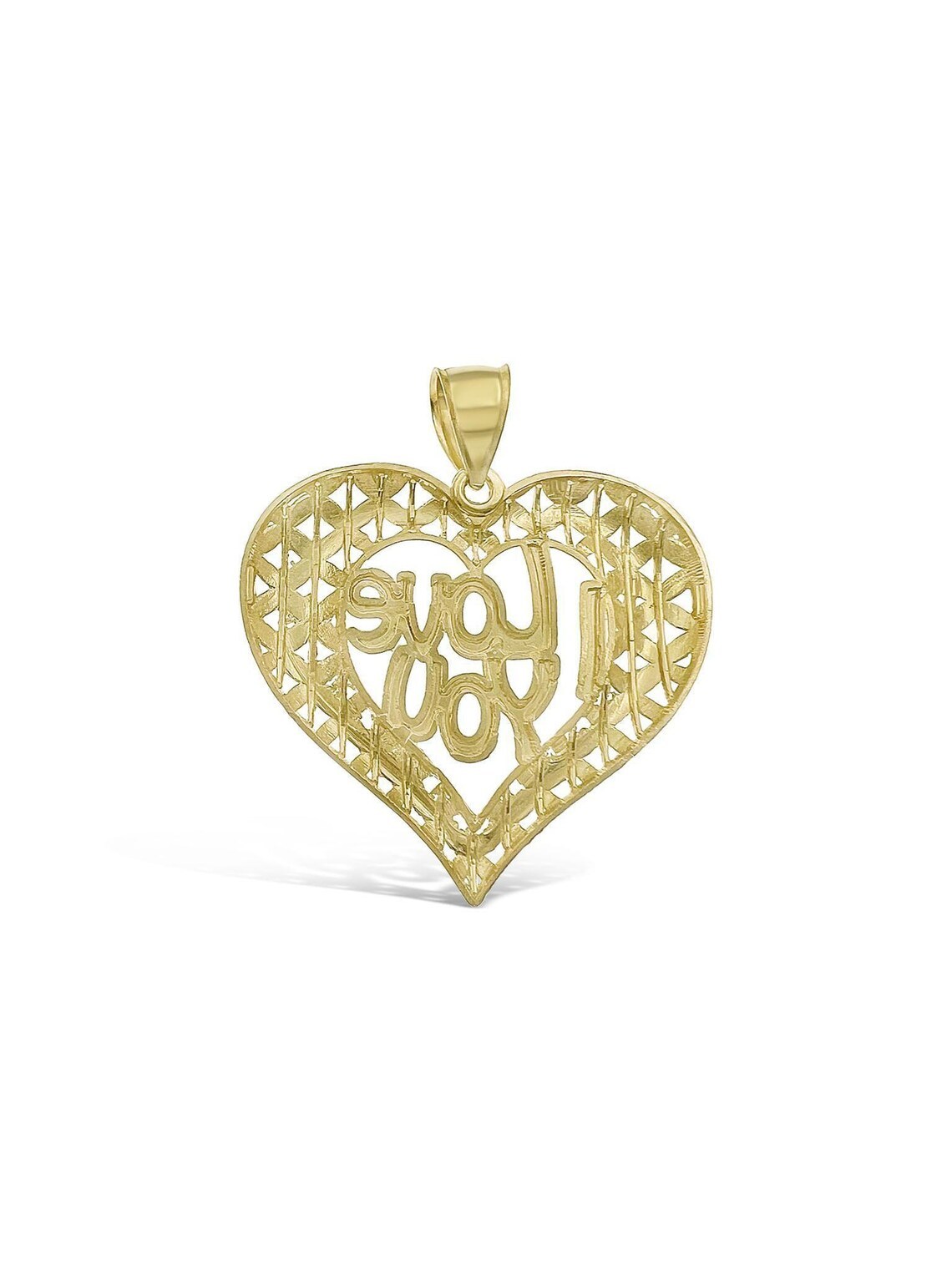 Gold Plated Heart Shape "I Love You" Pendant Necklace