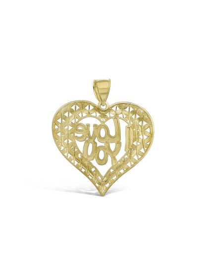 Gold Plated Heart Shape "I Love You" Pendant Necklace