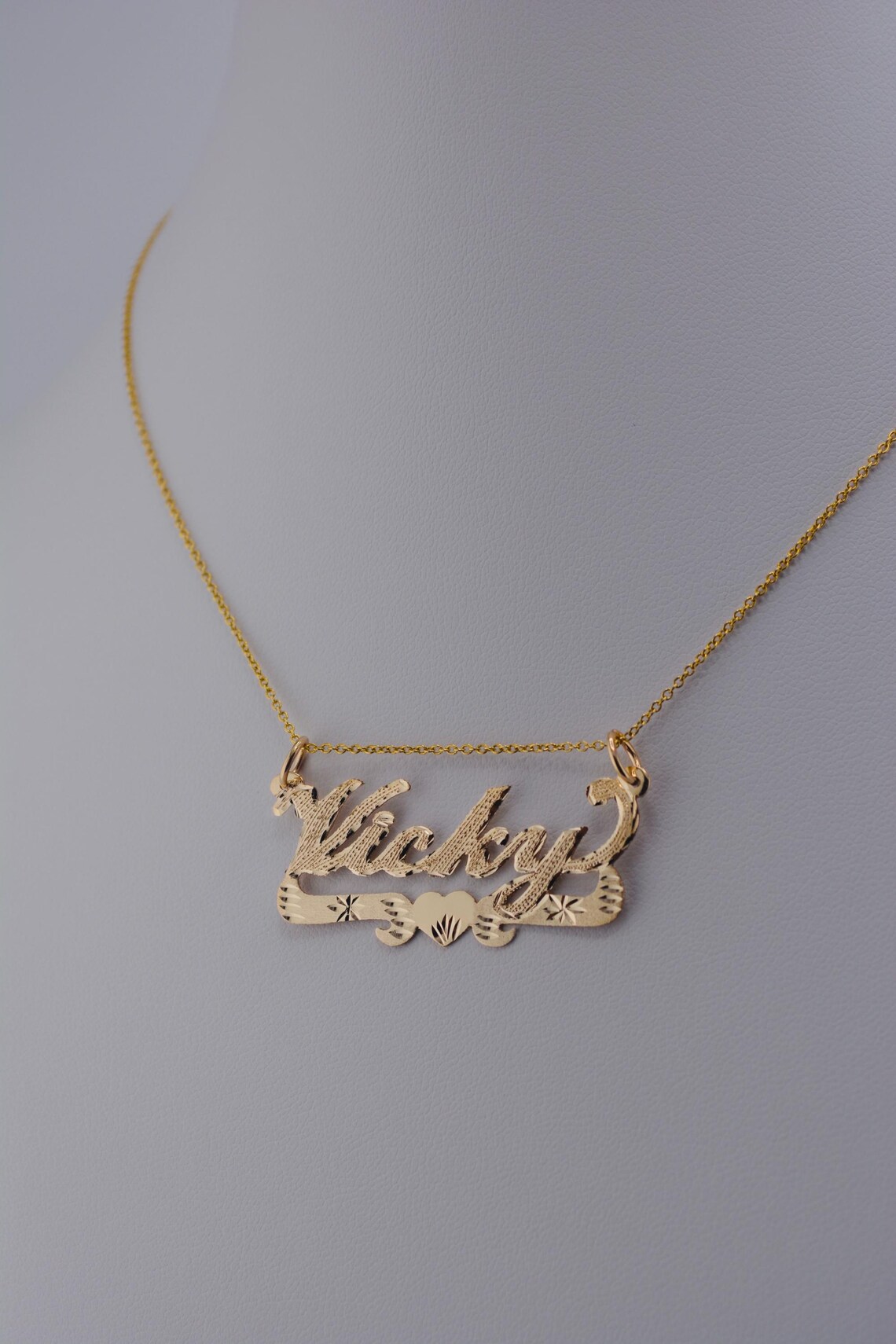 Gold Underlined Heart Personalized Handmade Name Necklace