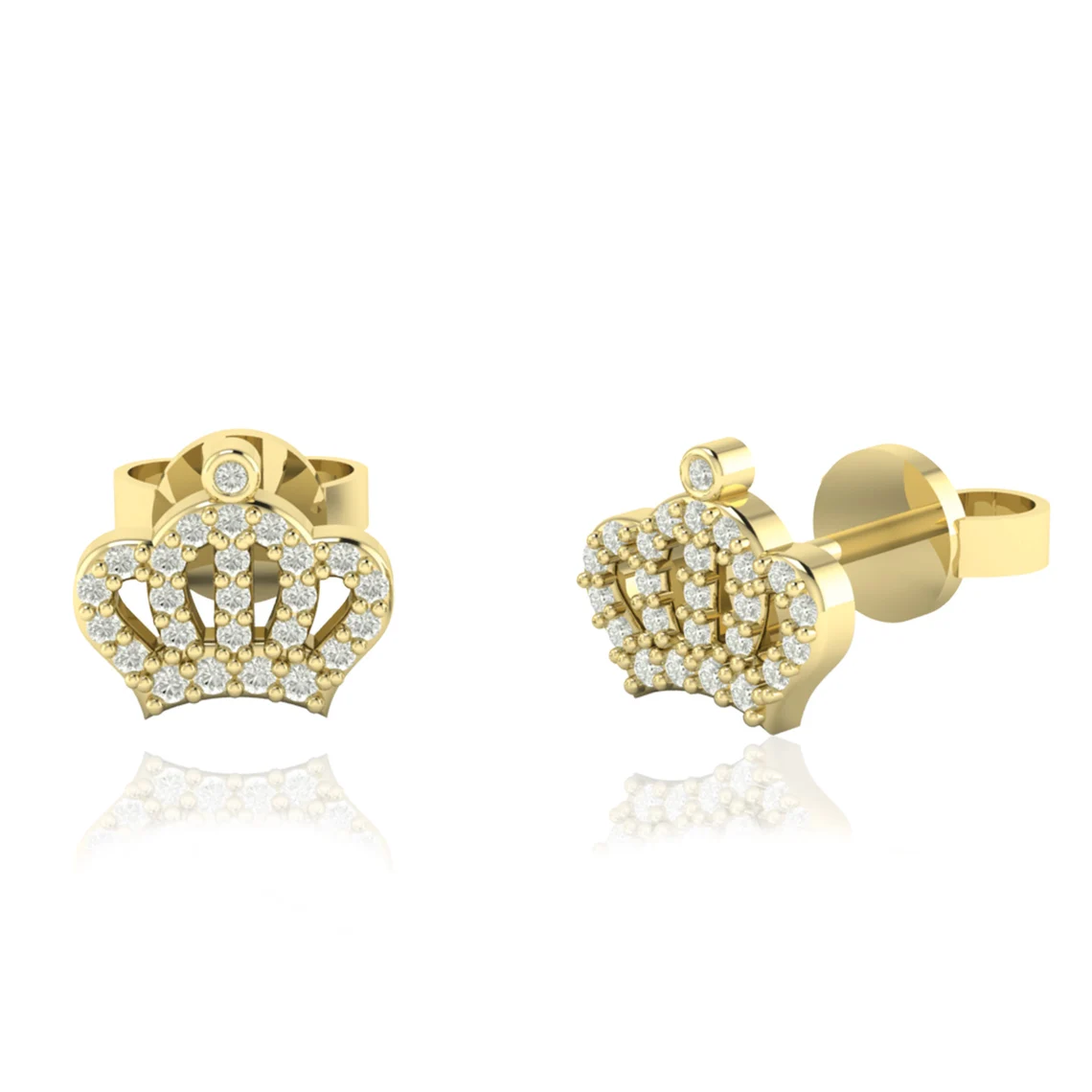 CZ Crown Tiny Stud Earrings Minimalist Princess Earrings