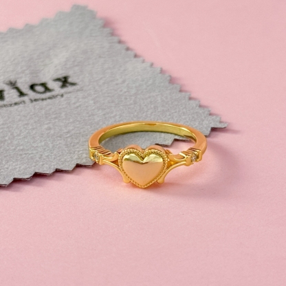 Gold Plated Zirconia Heart Ring Promise Ring