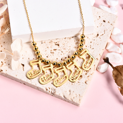 Rope Chain Personalized 1-5 Christmas Socks Nameplate Pendant Name Necklace