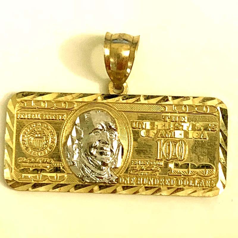 $100 Bill Pendant Money Bag Pendant Twist Chain Necklace