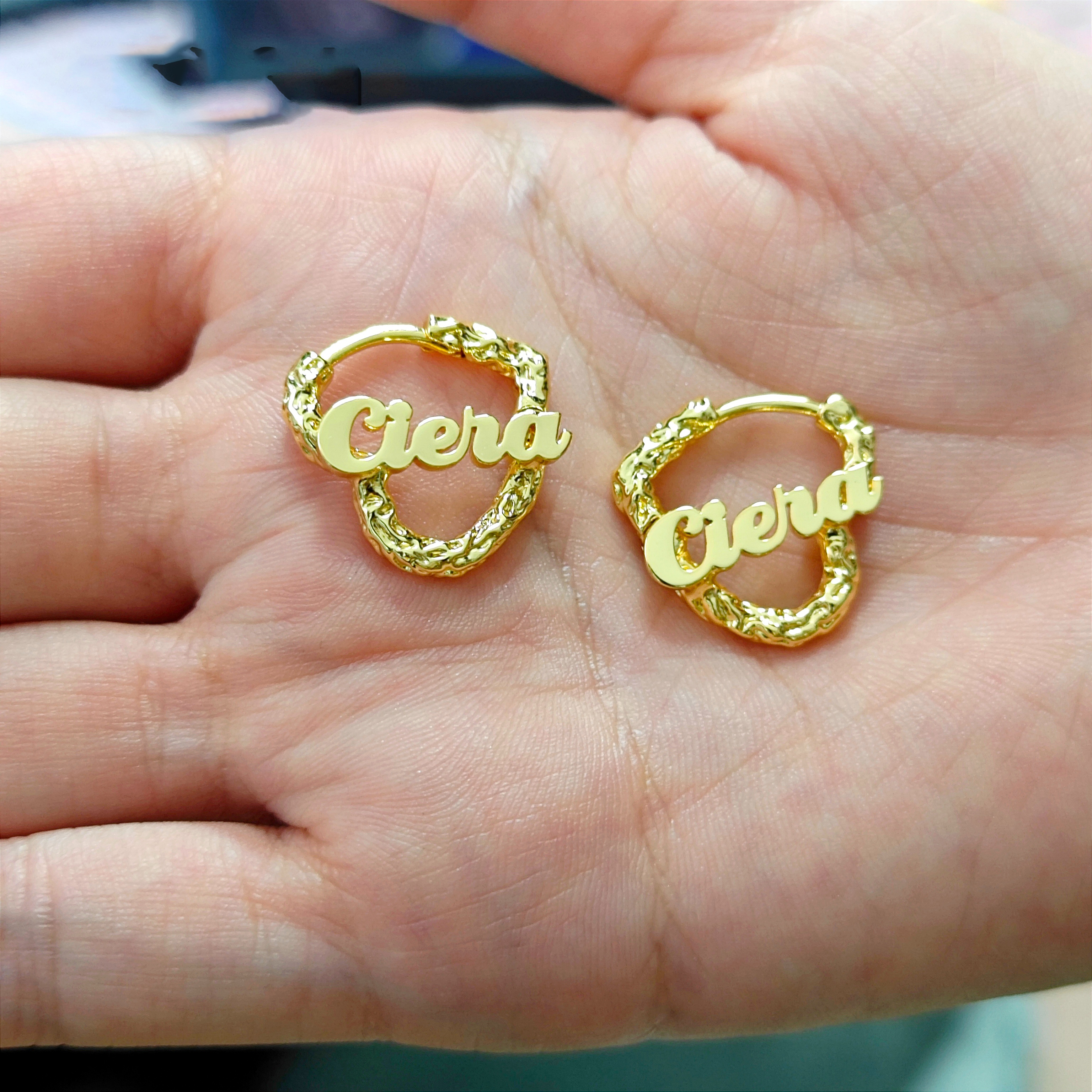 Nugget Earrings Cute Heart Earring Custom Name Earring