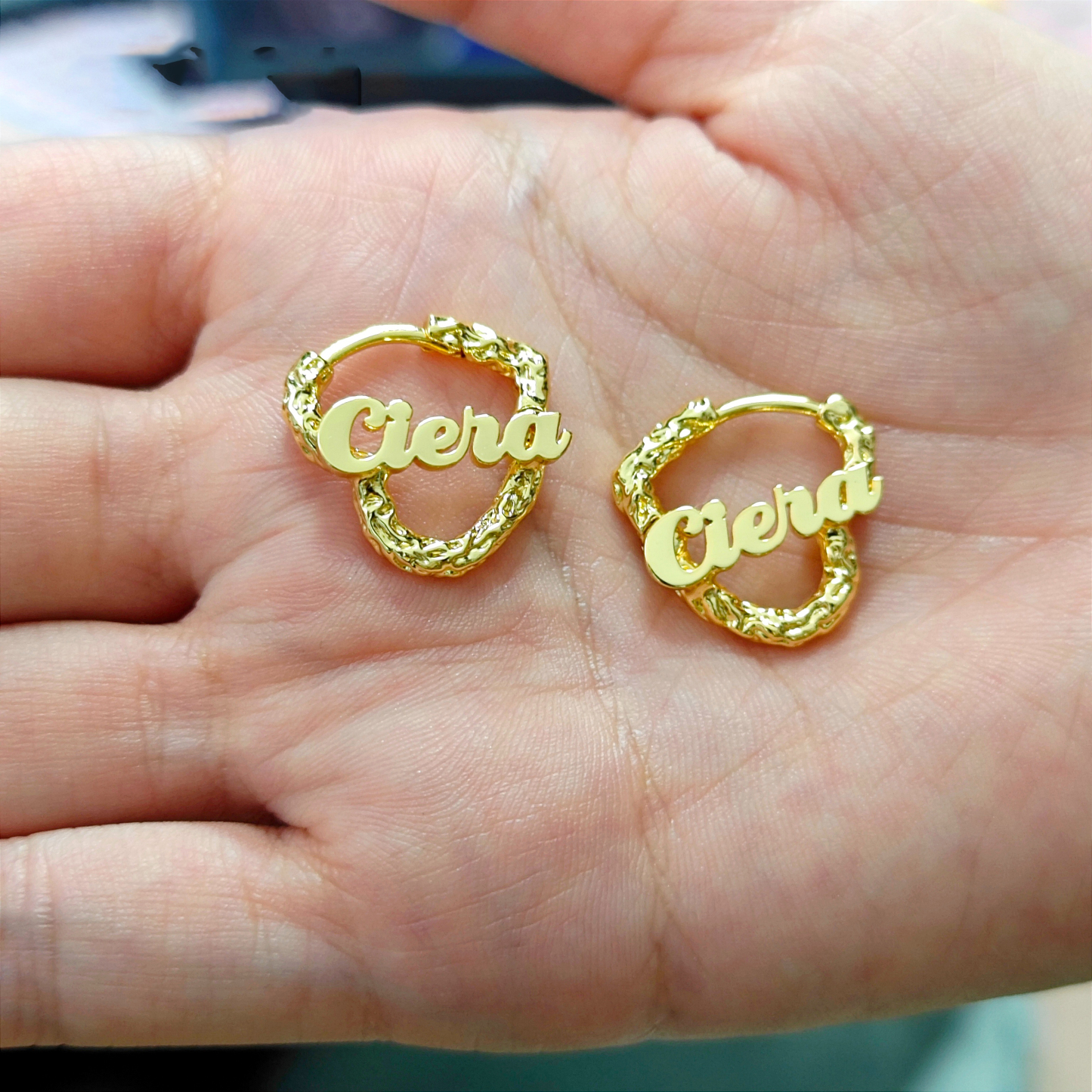 Nugget Earrings Cute Heart Earring Custom Name Earring