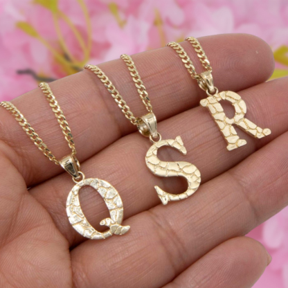 Personalized Nugget Initial Letter Pendant Necklace
