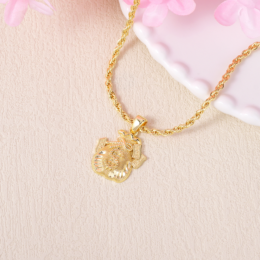Gold Plated Money Bag Lucky Charm Pendant Necklace