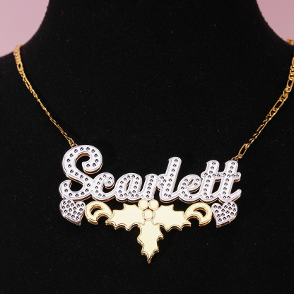 Double Plate Personalized Two Tone Gold Plated Name Necklace Christmas Gifts