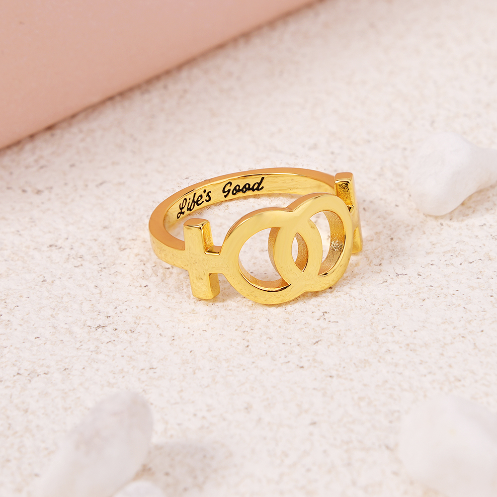 Lesbian Ring Gold Plated Personalized Engraved Ring LGBT Pride Ring