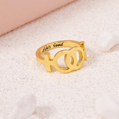 Lesbian Ring Gold Plated Personalized Engraved Ring LGBT Pride Ring