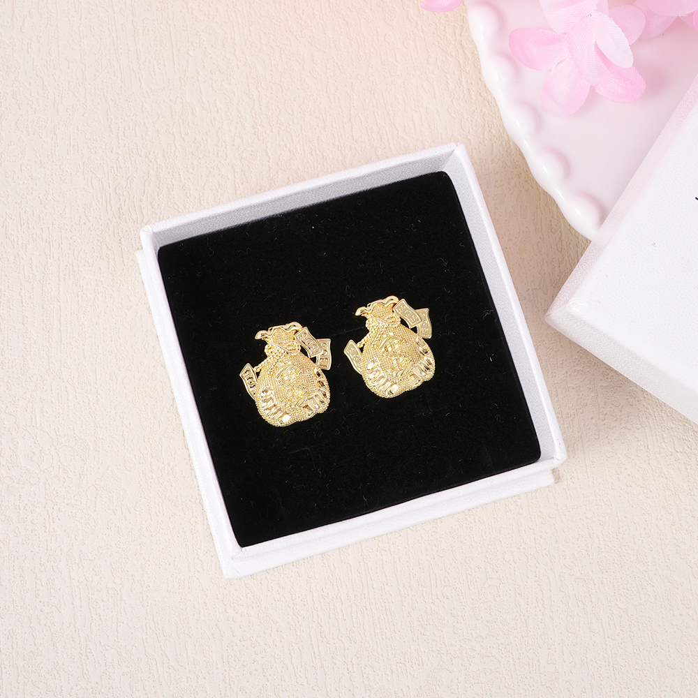 Money Bag Stud Earrings Gold Plated Earrings