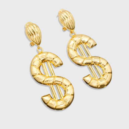 Dollor Jewelry Set Gold Plated Money Necklace And Earrings 