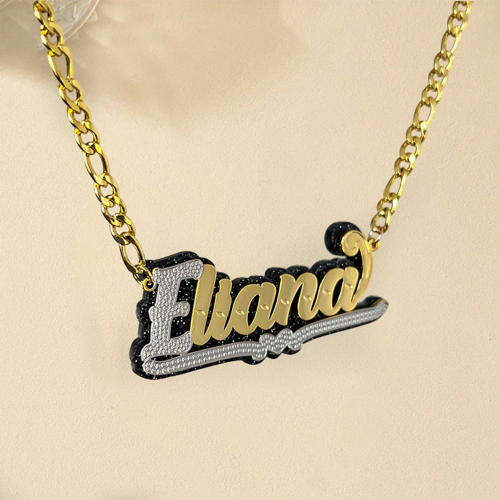 Acrylic Heart Name Necklace Personalized Gold Plated Necklace