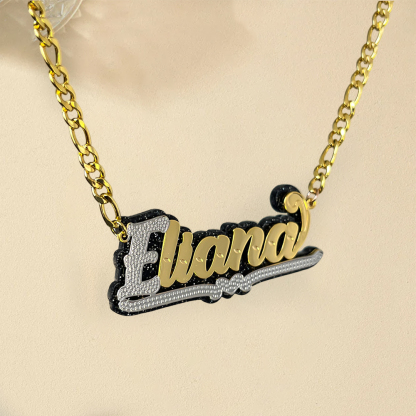 Acrylic Heart Name Necklace Personalized Gold Plated Necklace