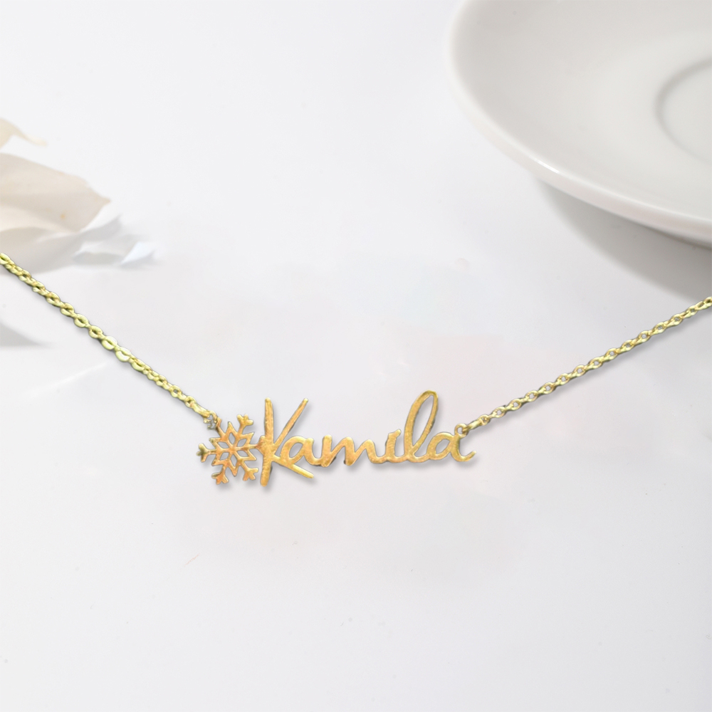 Custom Snowflake Name Necklace Christmas Necklace