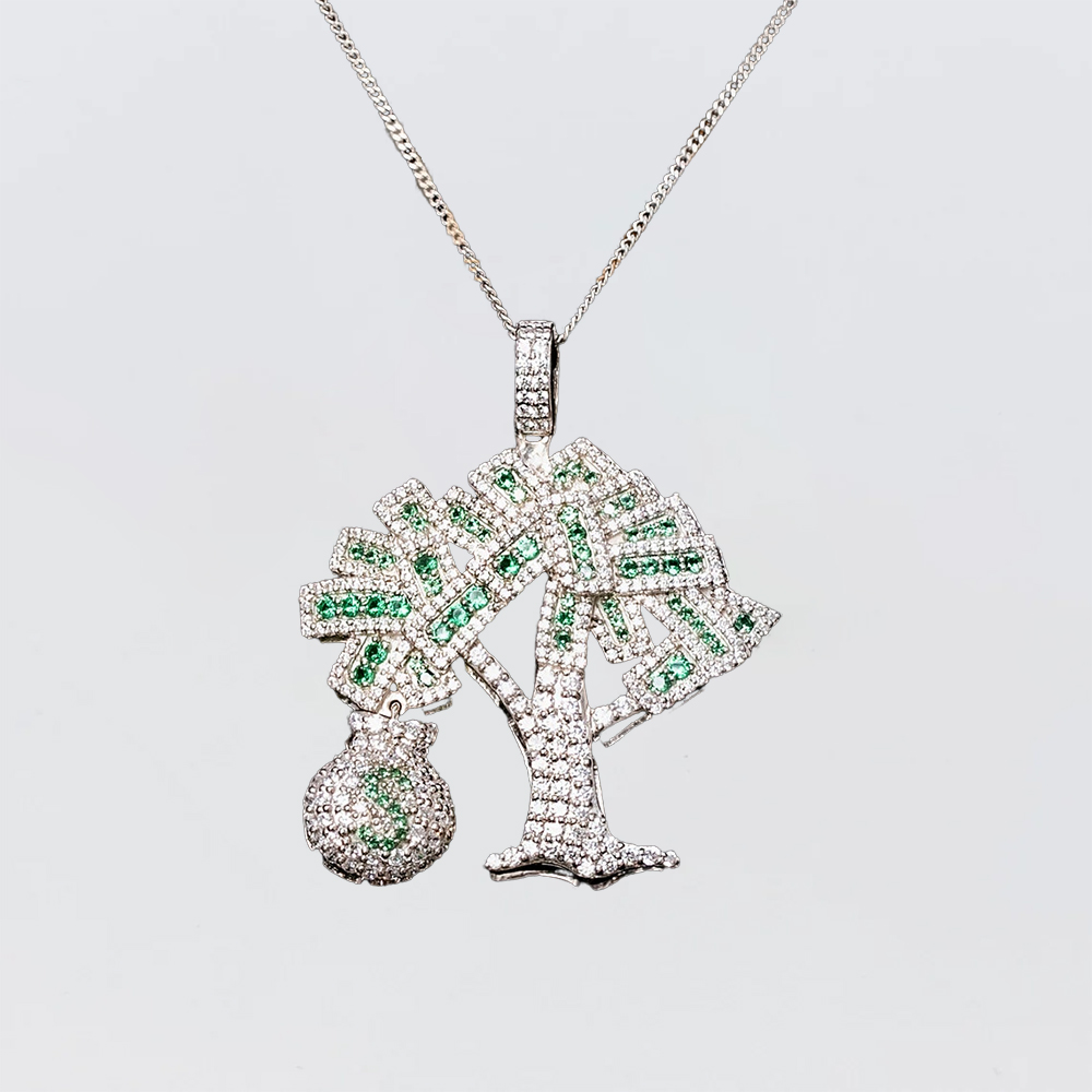 Cyrstal Pendant Money Bag Tree Necklace