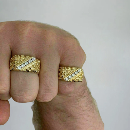 Nugget Zircon Ring With Engraved Text 14k Gold Vermeil 