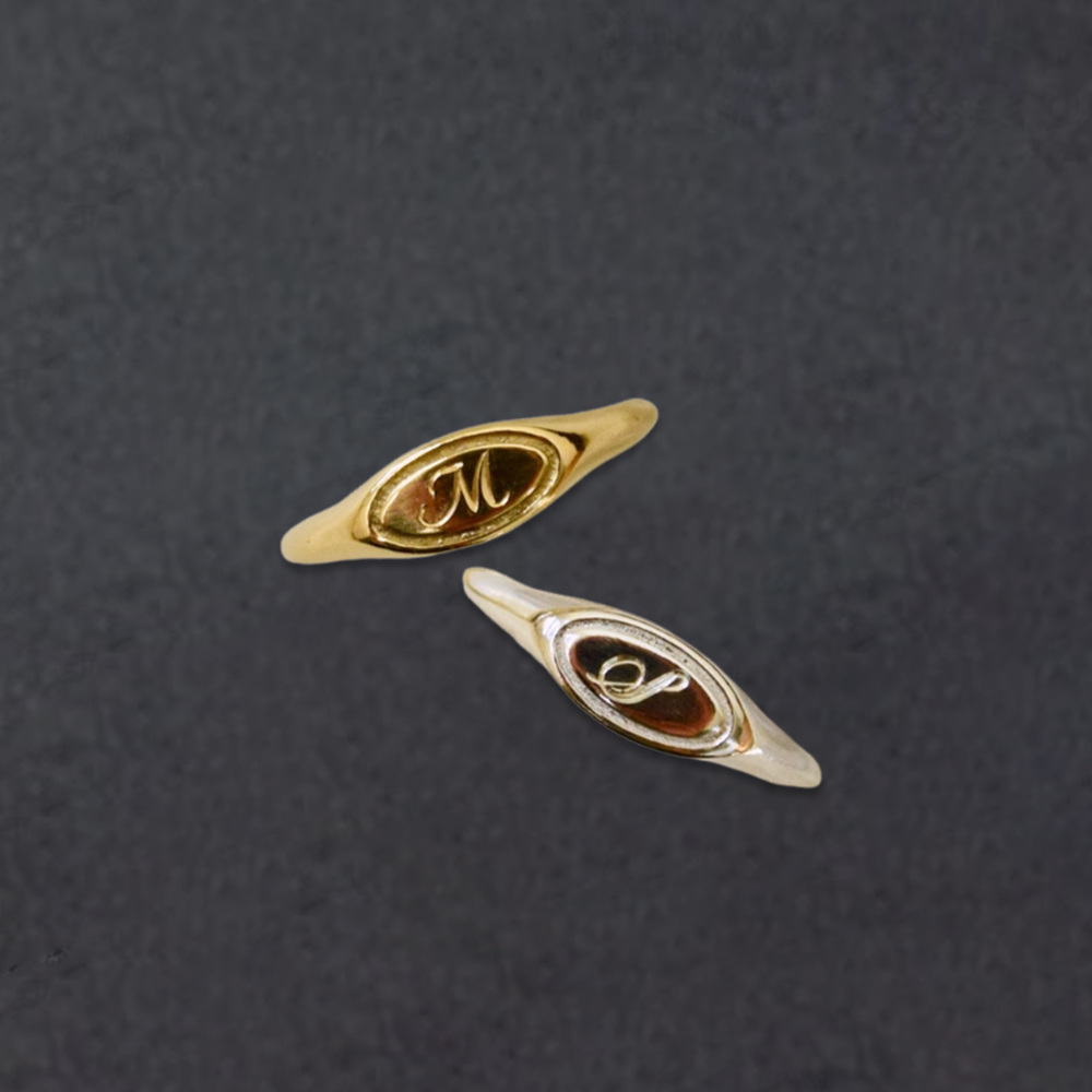 Custom Gold Plated Letter Initial Ring