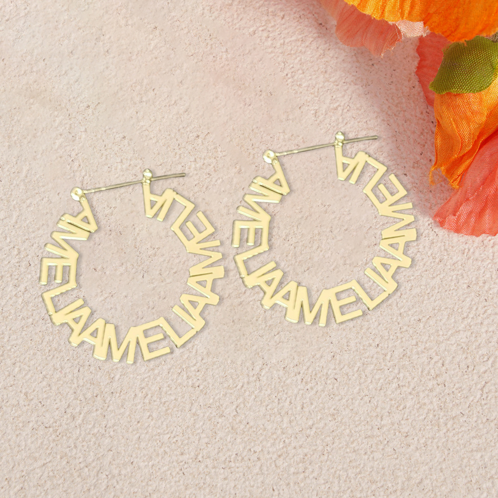 Custom Large Hoop Name Earrings