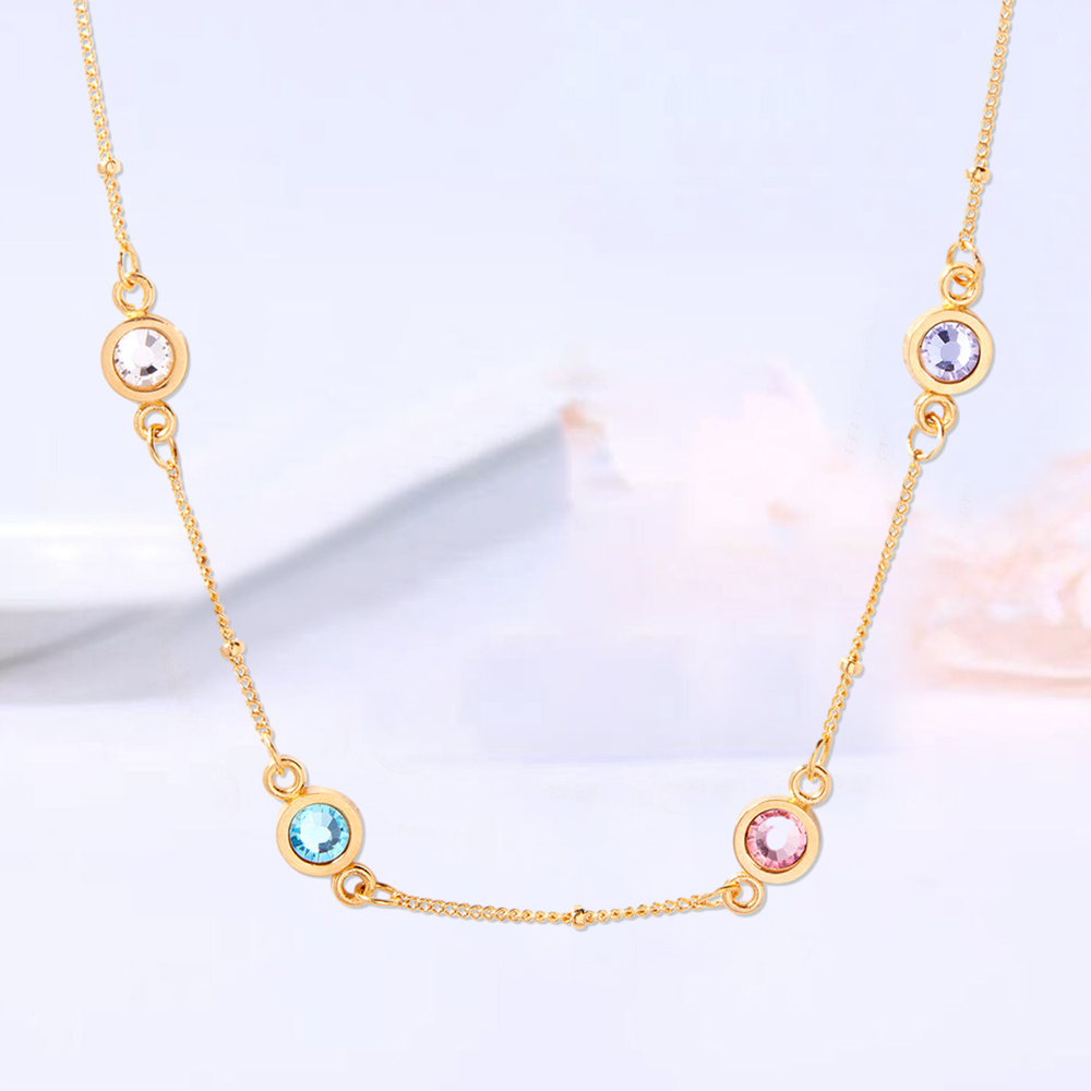 Custom 2-4 Crystal Birthstone Pendant Necklace 