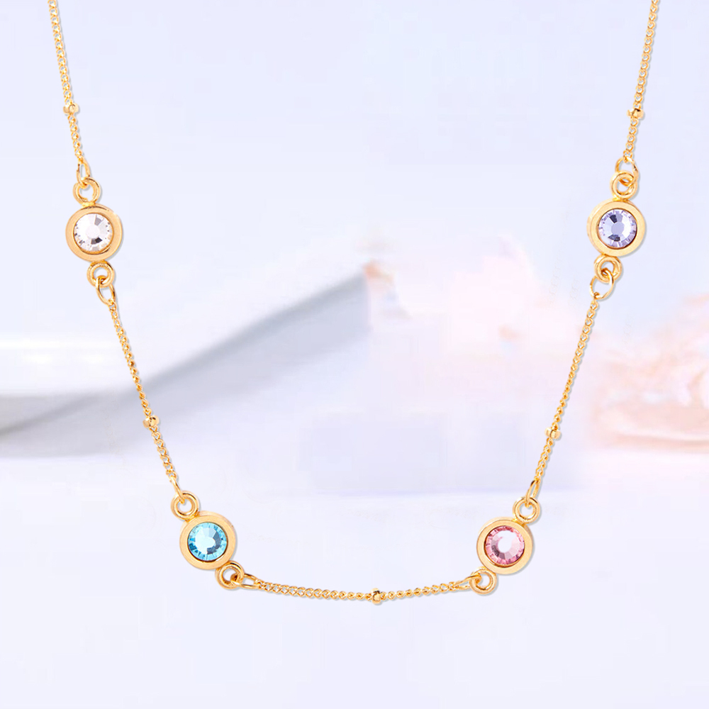 Custom 2-4 Crystal Birthstone Pendant Necklace