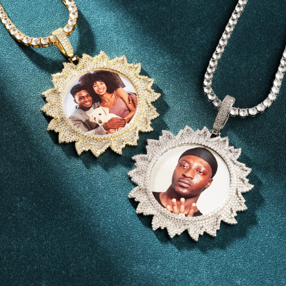 Tennis Chain Sunflower Custom Zircon Photo Necklace