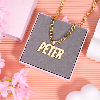 Frosted Nameplate Pendant Cuban Chain Personalized Name Necklace