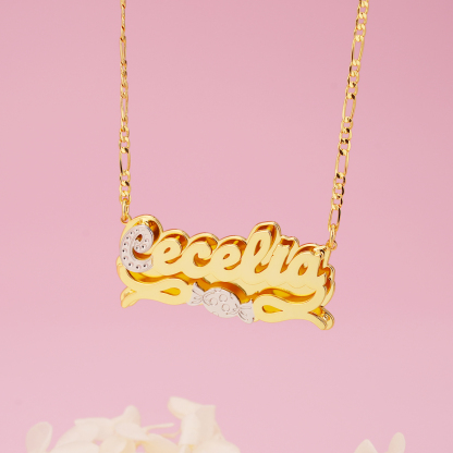 Double Layer Two Tone Candy Nameplate Personalized Custom Name Necklace 