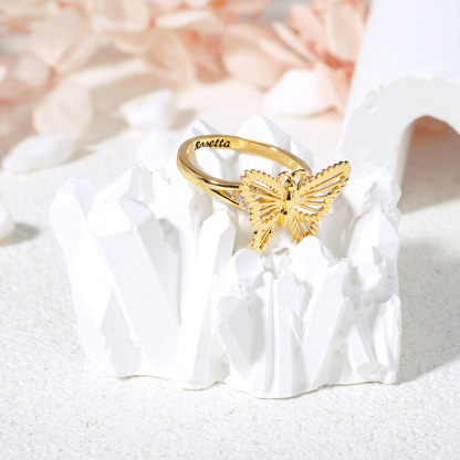 Butterfly Gold Plated Personalized Engraved Ring