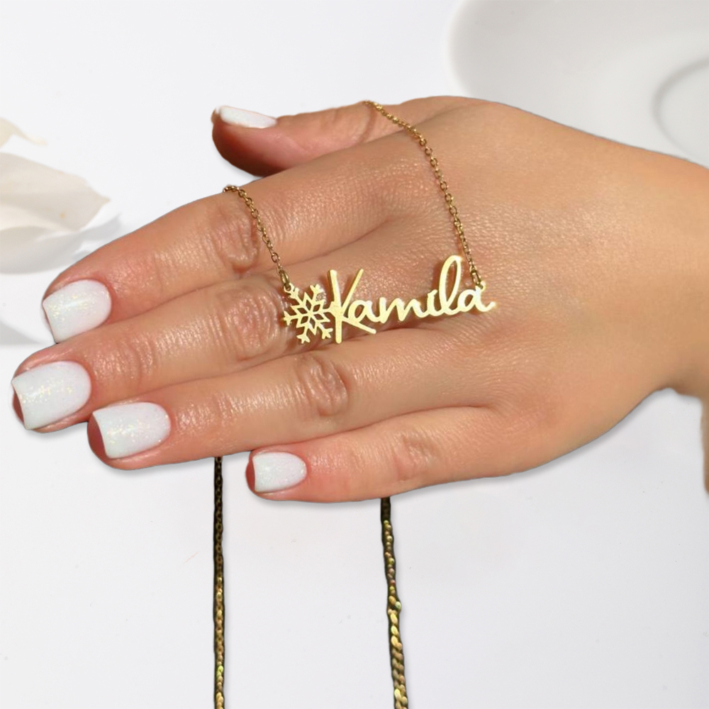 Custom Snowflake Name Necklace Christmas Necklace