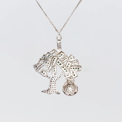 Cyrstal Pendant Money Bag Tree Necklace 
